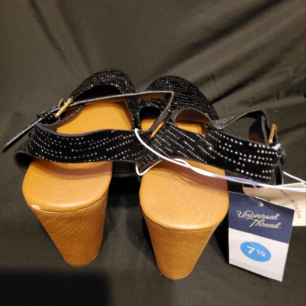 New Women's Marcia Jet Black and Silver heels - Picture 4 of 5